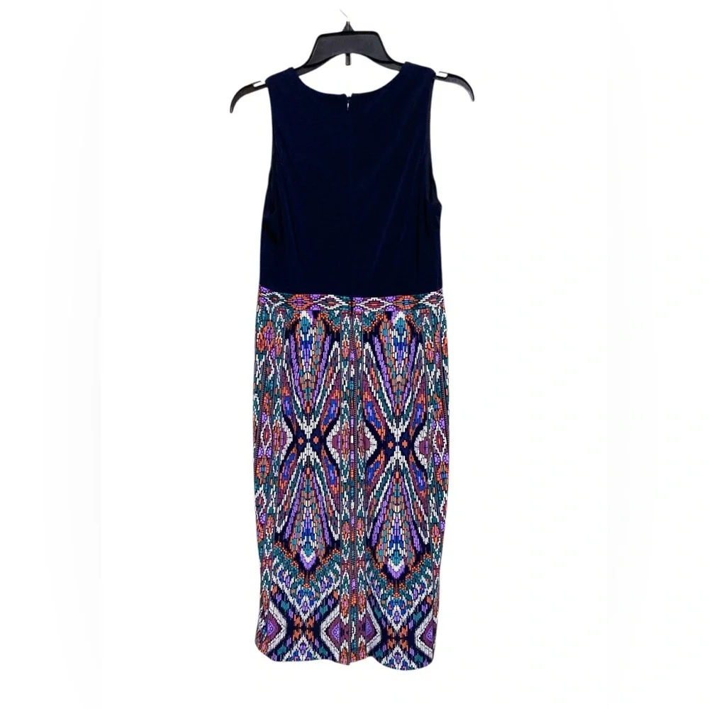 Maggy London Size 8 Black and Multicolor Patterned Dress - Picture 2 of 4